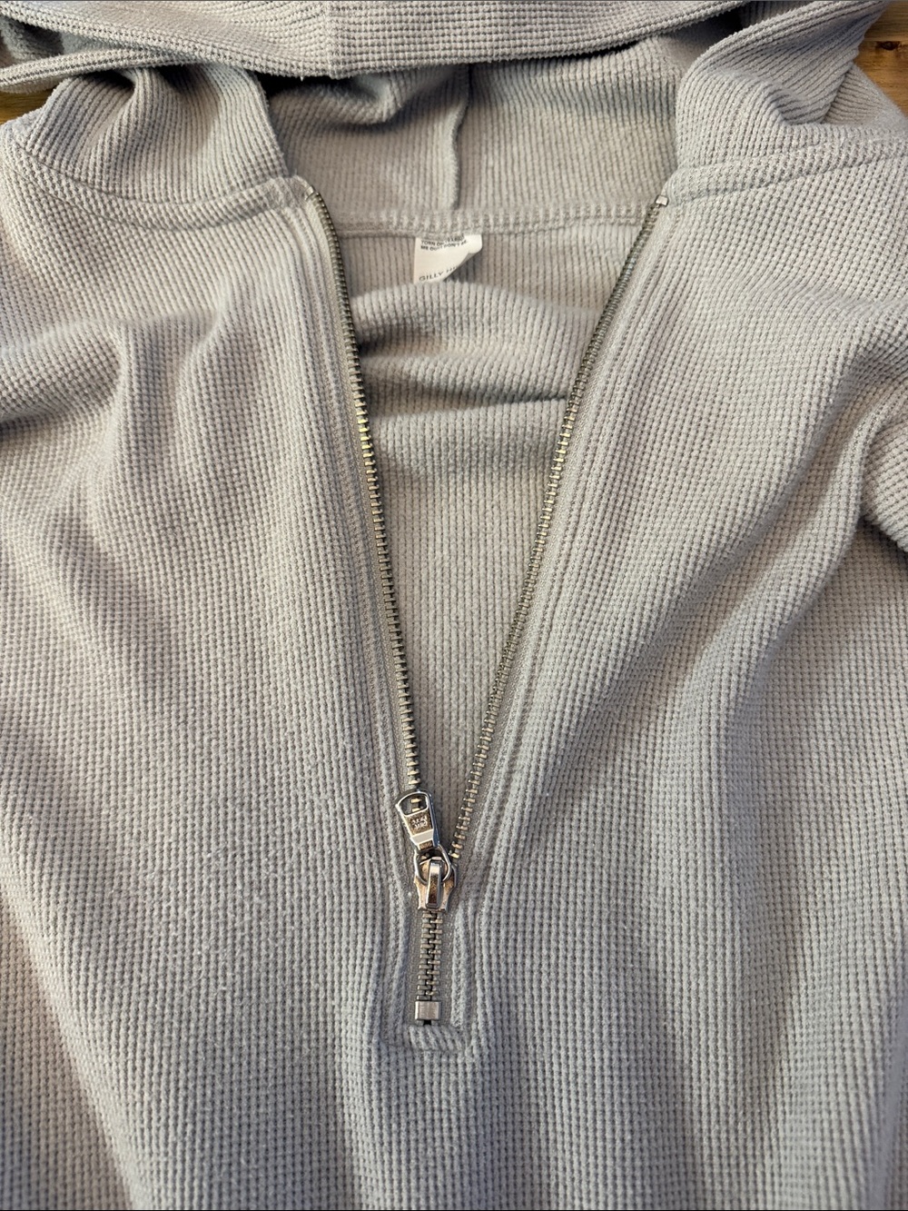 Gilly Hicks Light Gray Hooded Zip-Up Romper - Size M - Picture 5 of 9